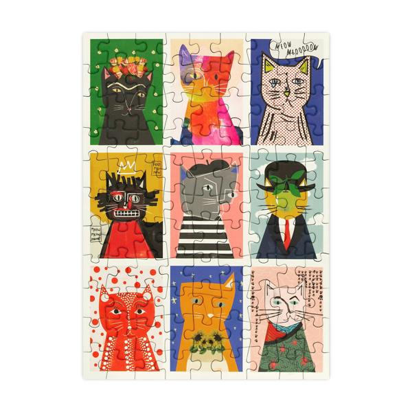 Happily Puzzles Art Cats - 99 Piece Mini Jigsaw Puzzle