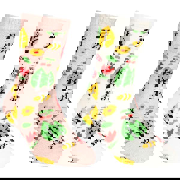 Trespass Childrens/Kids Garden Socks (Pack of 2) - Cream/Light Pink - 