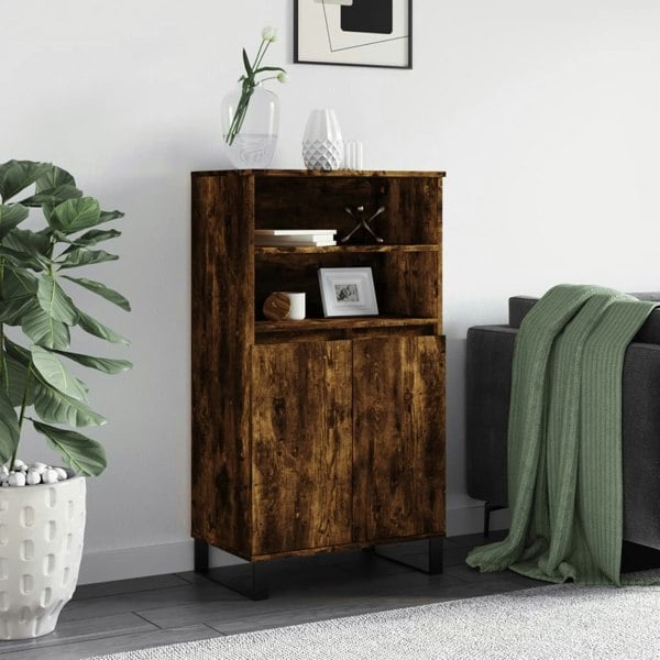 Berkfield Highboard Smoked Oak 60x36x110 cm Engineered Wood