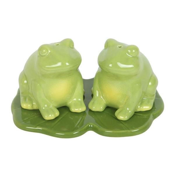 Kingsbury Gifts Ceramic Frog Salt & Pepper Shaker Set with Display Tray