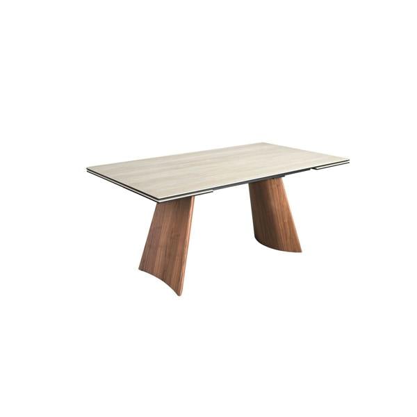 Angel Cerdá Rectangular extending dining table in porcelain marble and walnut effect steel 1164