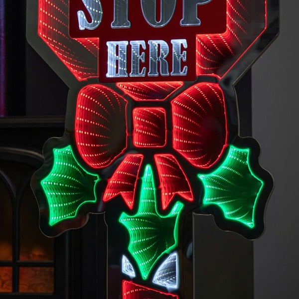 Samuel Alexander 90cm Light up Santa Stop Here Sign Christmas Infinity Decoration with LEDs