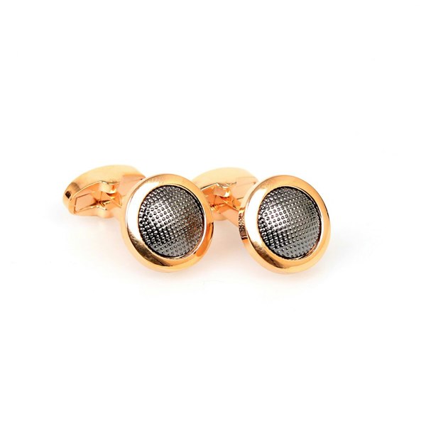 David WeJ Circle with Gunmetal Cufflink - Gold Gunmetal