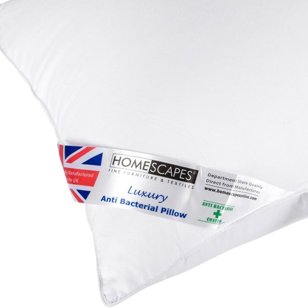 HOMESCAPES Anti Bacterial Pillow Super Microfibre Extra Fill, 48 x 74 cm