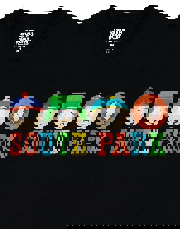 South Park Mens Black Character Logo Short Sleeved T-Shirt