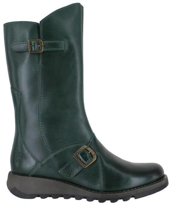 Fly London Mes 2 Womens Wedge Heel Leather Buckle Mid-Calf Boots