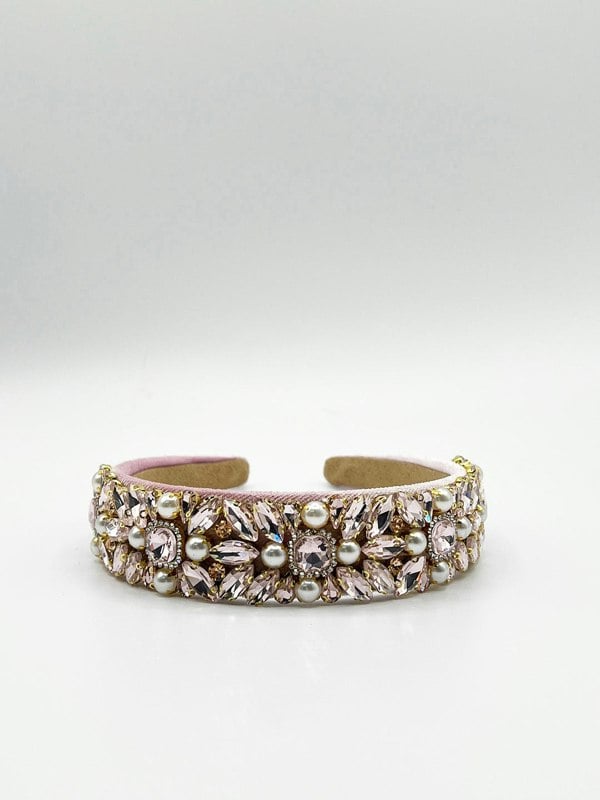 SVNX Embellished Crystal Headband In Pink