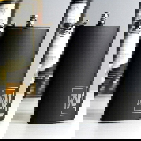 Personalised Memento Company Personalised Initials Black Hip Flask