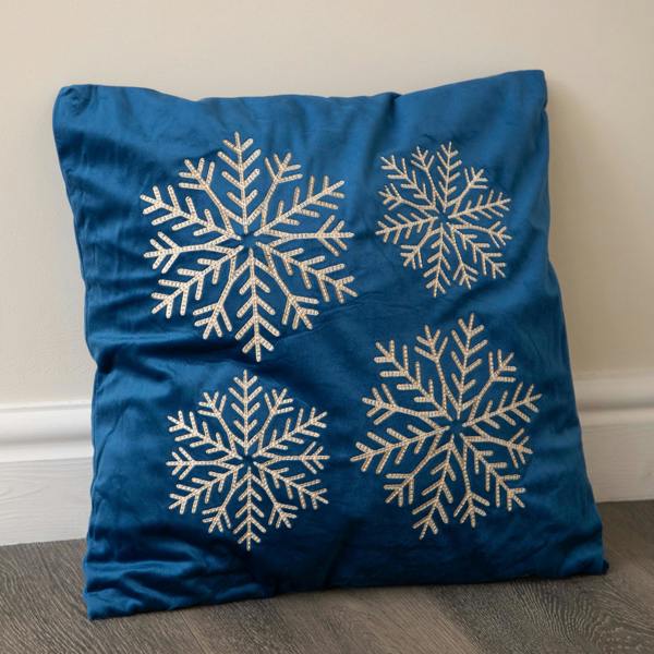 Samuel Alexander 45cm Sapphire Snowflake Soft Christmas Decorative Cushion