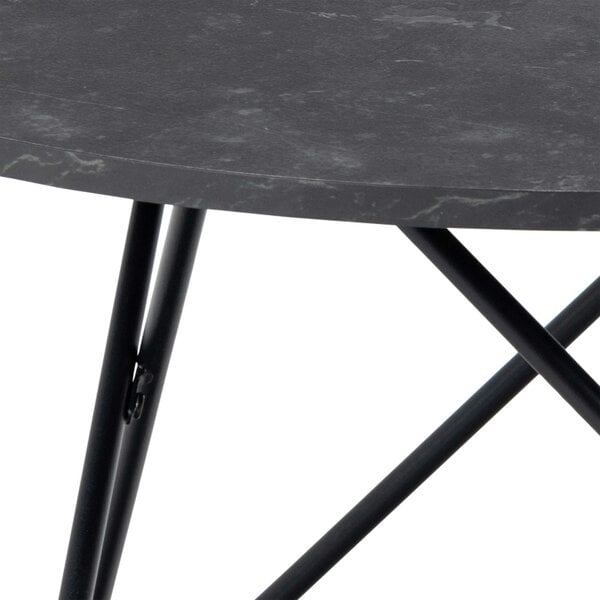Wyld Haus Turin Black Marble Effect Round Coffee Table Geometric Steel Base