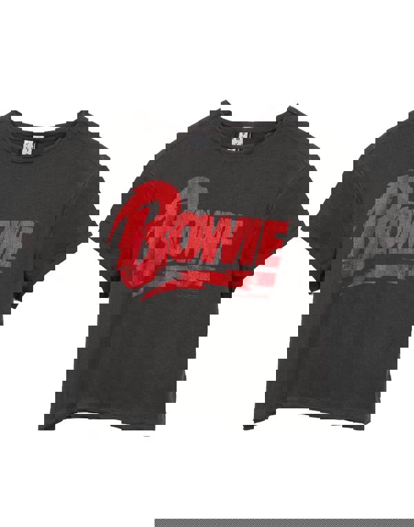 Amplified Clothing Womens Grey David Bowie Cropped Short Sleeved T-Shirt