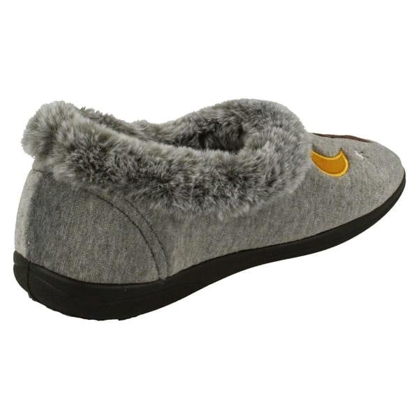 Padders Ladies Padders Slippers With Cats Motifs With A Faux Fur Trim Anna