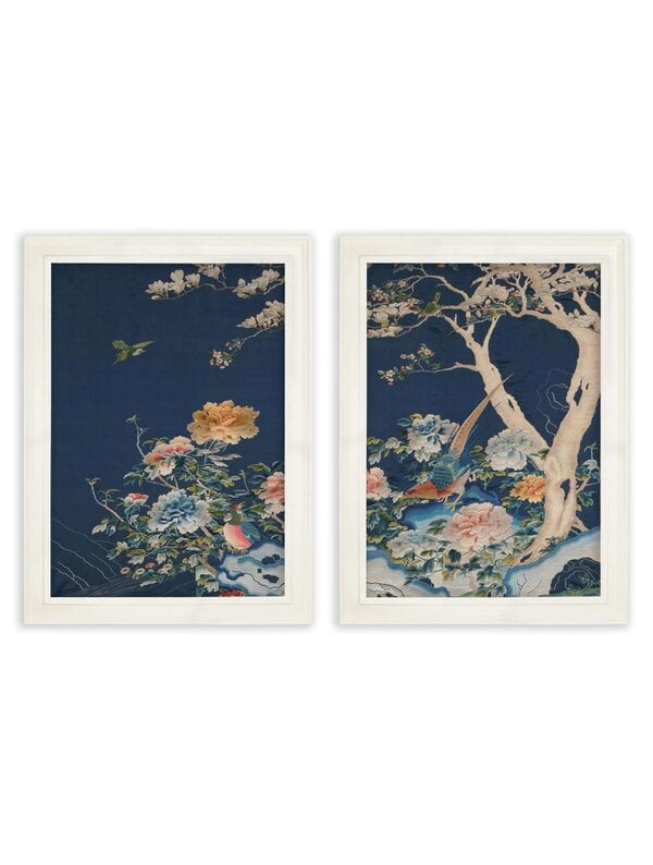Exceptional Art Blue Blossom Trees Set of 2 - 50 x 70cm - Ivory - Set of 2