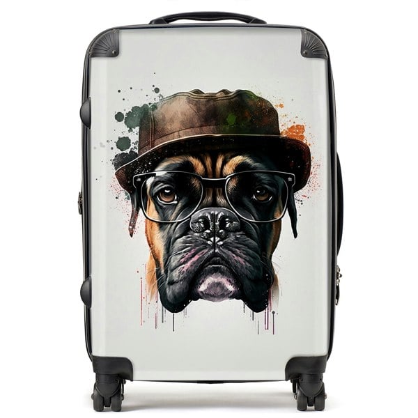 Warren Reed Boxer Dog Splashart Suitcase