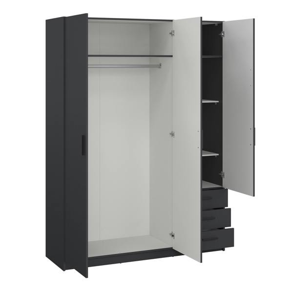 Furniture To Go Sprint Wardrobe with 3 Doors + 3 Drawers in Matt Grey