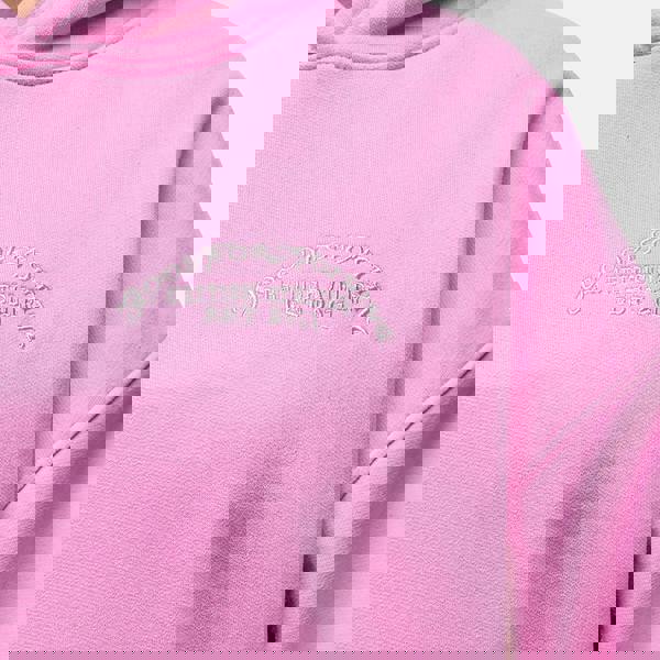 Good For Nothing Pink Overlock Stitch Relaxed Hoodie - Pink Image 3