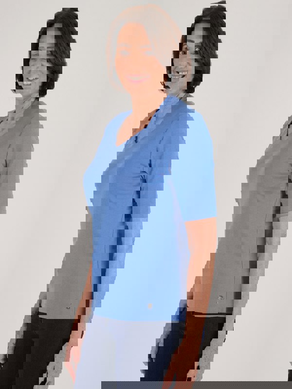 PennyPlain High Back Sweetheart Neck Top - Light Ultramarine