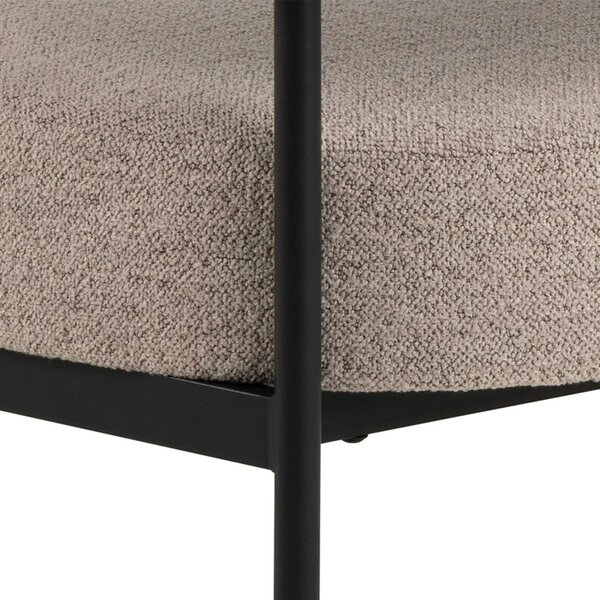 Wyld Haus Ostrava Beige Boucle Lounge Accent Chair Black Metal Legs