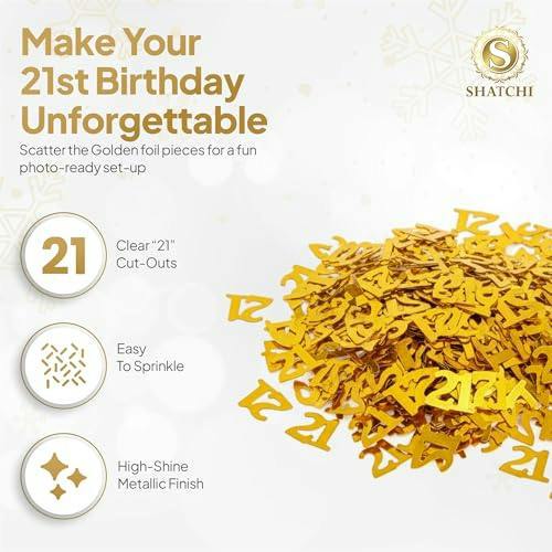 21st Birthday Gold Metallic Confetti Pack, Table Decoration in 1, 2 or 4 Packs image 5
