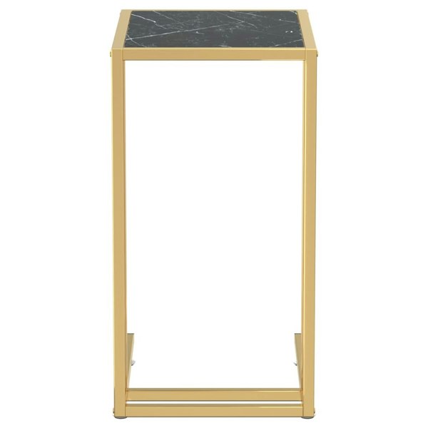 Berkfield Computer Side Table Black Marble 50x35x65 cm Tempered Glass