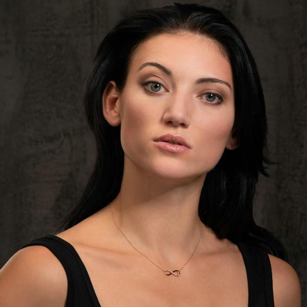 Rose Gold Plated Sterling Silver Infinity Necklace with Cubic Zirconia - namana.london