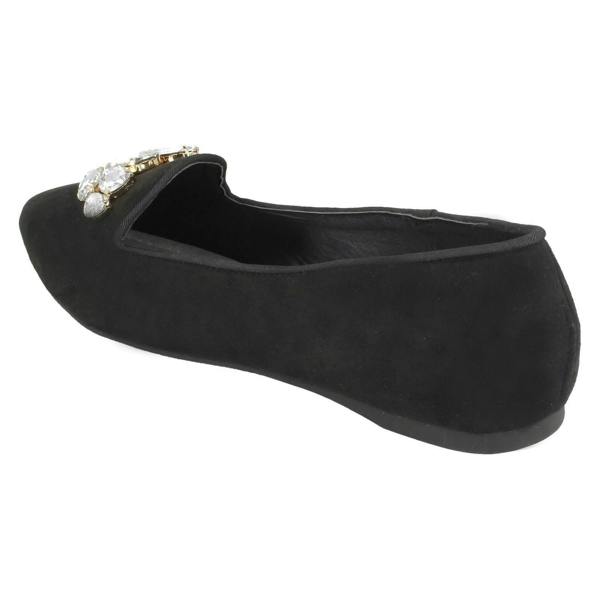Spot On Ladies Spot On Jewel Trim Vamp Ballerinas