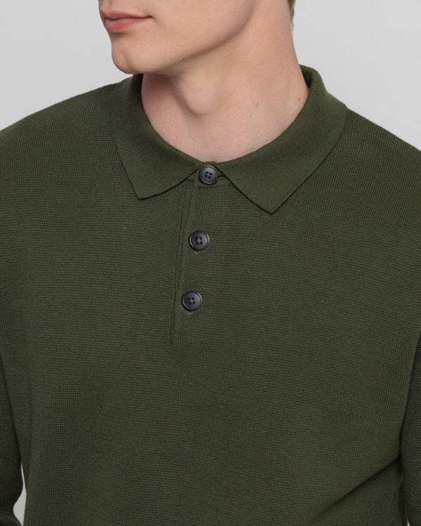 Steel & Jelly Heavy Milano Knit Long Sleeve Polo Shirt
