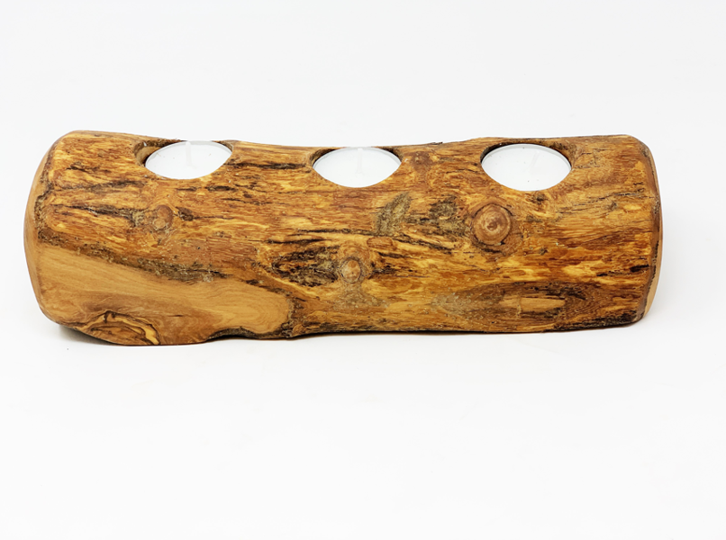 Verano Spanish Ceramics Olive Wood - Rustic Tea Light Log