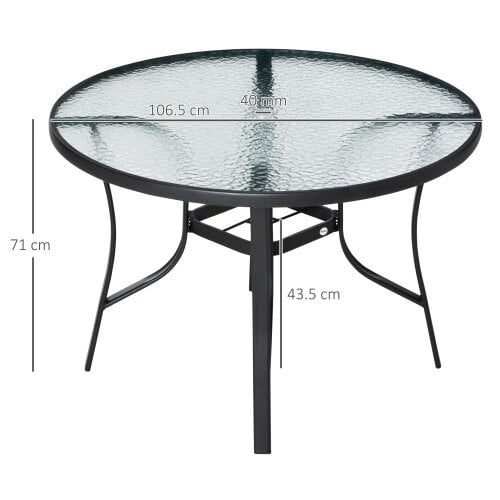Wyld Haus Momi Steel And Glass Round Garden Dining Table With Parasol Hole