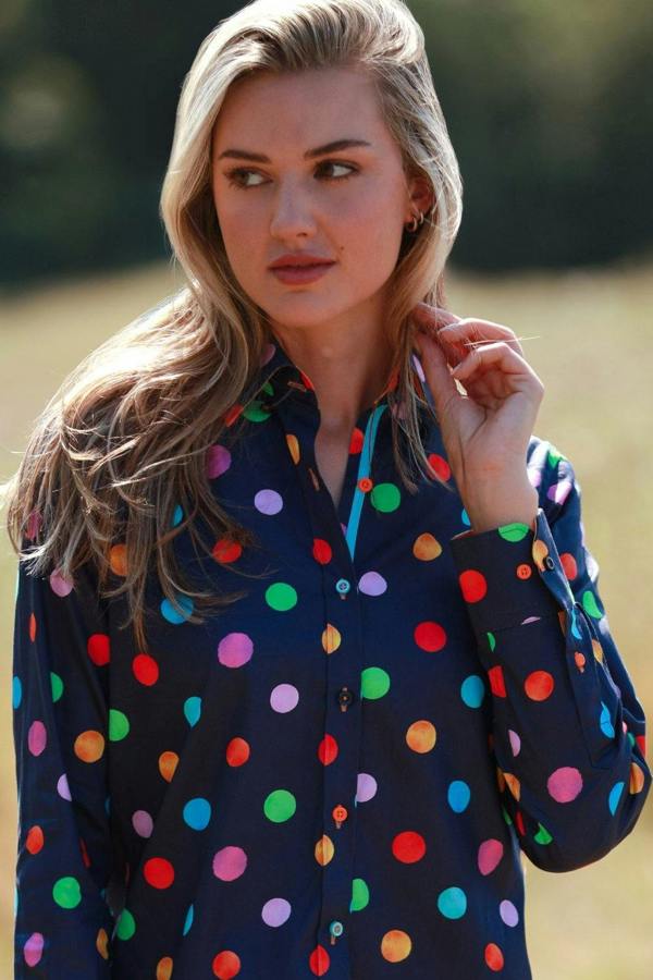 MULTICOLOUR POLKADOT WOMENS PRINT SHIRT - Premium Men's Patterned Shirt by Claudio Lugli | Bold Design, Tailored Fit, Best Printed Shirts