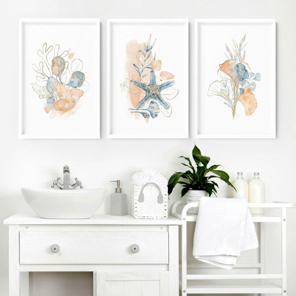 Art wall for bathroom | set of 3 wall art prints