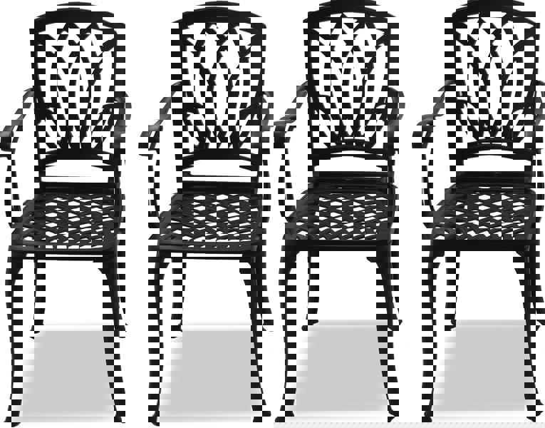 Centurion Supports Positano 2-Large Garden and Patio Bistro Chairs with Armrests in Cast Aluminium Black
