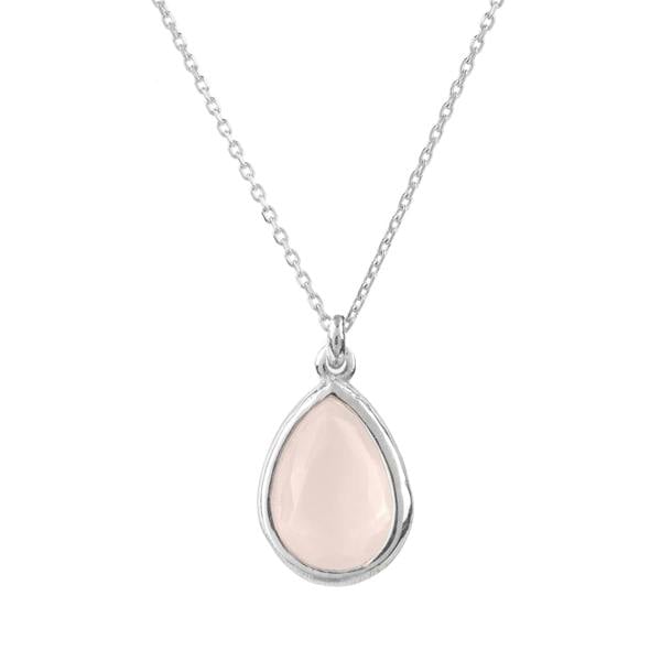 Pisa Mini Teardrop Necklace Silver Rose Quartz - LATELITA Necklaces