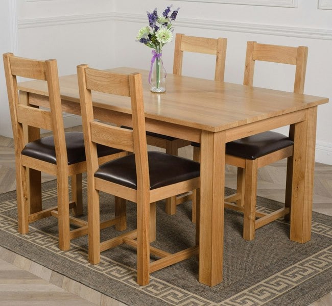 That's Furniture Oslo 150 x 90cm Medium Oak Dining Set with Lincoln Oak Chairs