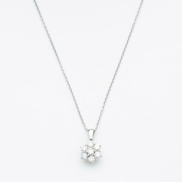 T. H. Baker 18ct White Gold Approx 0.50Ct Diamond Daisy Cluster Pendant Necklace KDCP50/31719C