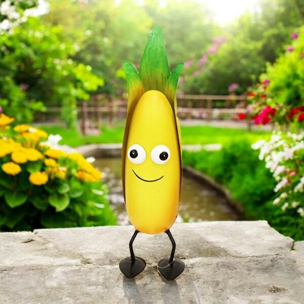 EDH Door Hardware Metal Corn Veggie Patch Pal – 25.5 x 7.5 x 7 CM | Fun & Whimsical Metal Garden Ornament | Outdoor Corn Decor