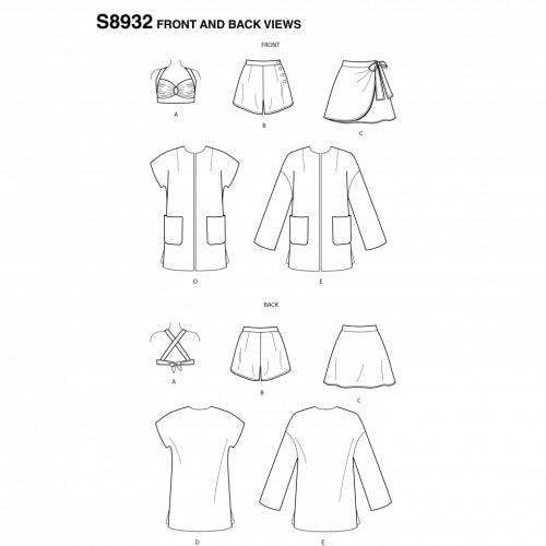 Simplicity Sewing Pattern 8932, Tops, Shorts, Skirts, Coats, Vintage Style for Women, D5 (4-6-8-10-12) - Intermediate