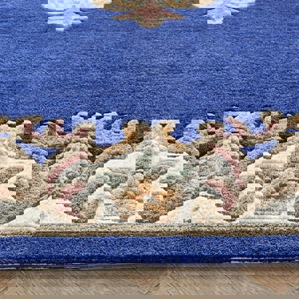 Shensi Navy Medallion Rug | Traditional Hand-Tufted Wool Rug