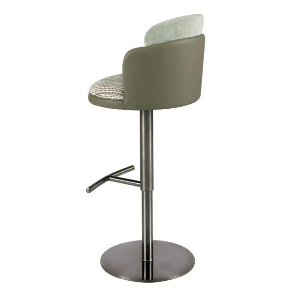 Angel Cerdá Swivel Stool in Dark Green and White Fabric and Olive Green Leatherette 4233