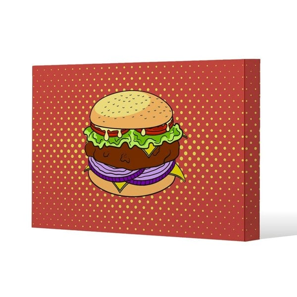 Benjamin Tate Design The pop art illustration of burger Slim Style Canvas Print  90x120cm , 15mm Slim Real wood.