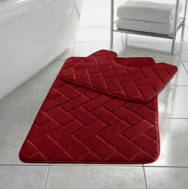 HomeSpace Direct Memory Foam Blocks Anti Slip Bath Mat Set 2 Piece