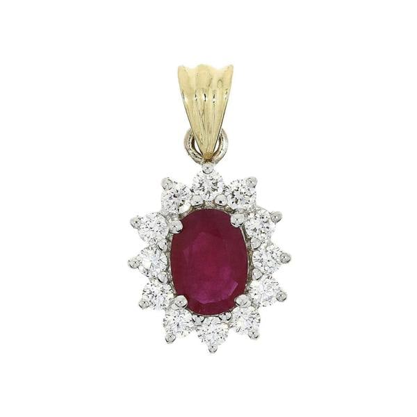 Sarah Layton 18ct Yellow Gold Ruby & Diamond Cluster Pendant