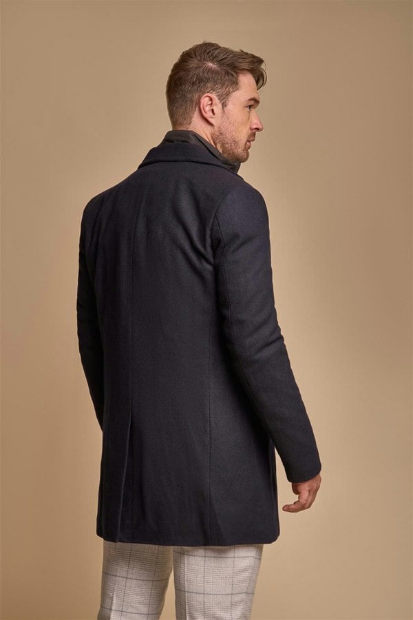 Sanford navy overcoat back