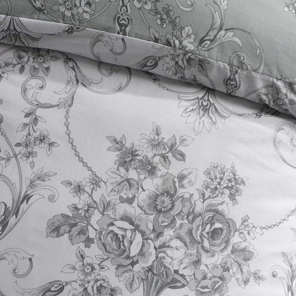 Catherine Lansfield Antoinette Damask Reversible Duvet Cover Set Grey