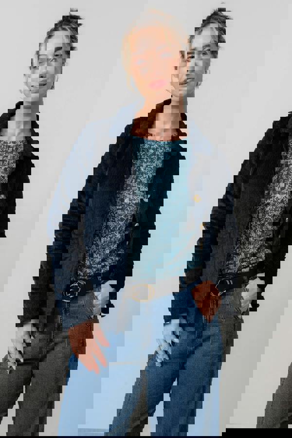 Lily & Me Ash Stretch Cotton Jumbo Cord Jacket Navy