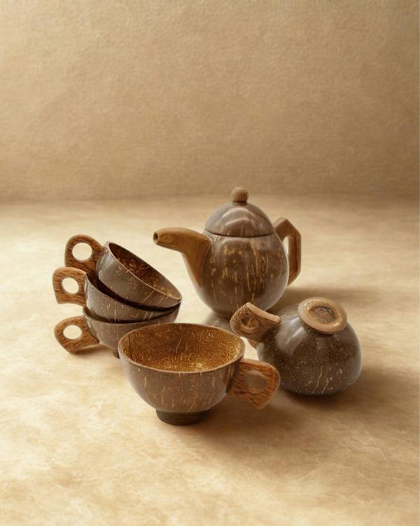 CoirProducts Teapot and Teacups Garden Set