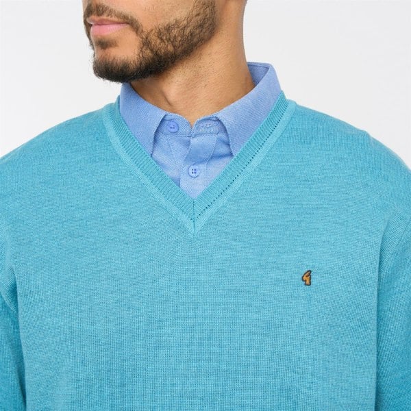 Gabicci G54K01 Mens Plain Vee Kneck Knit Gabicci Classic - AQUA
