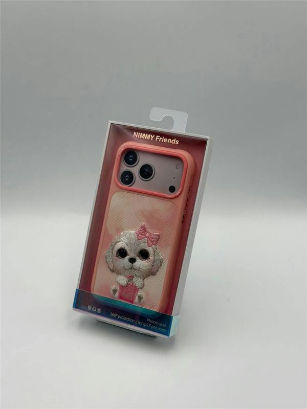 Nimmy Friends Nimmy Big Eye Cute Pet Bischon Fraise Dog Case with MagSafe for iPhone 17 Pro Max 6.9" Pink - N-XDY-IP17-PRO-MAX-02-A