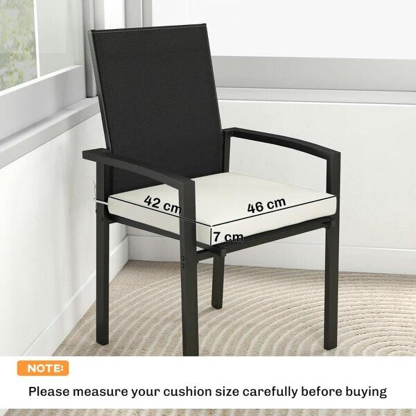 Set of 6 Outdoor Seat Cushions with Machine Washable Cover, Water Repellent Seat Cushions Cream White