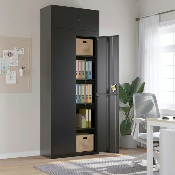 Berkfield File Cabinet Black 90x40x240 cm Steel